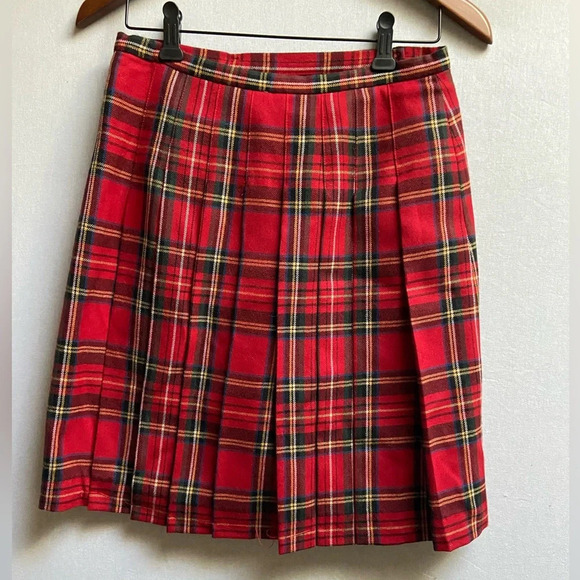 NWT Eland 100% wool red plaid Kilt  Skirt 28” waist - Picture 2 of 7